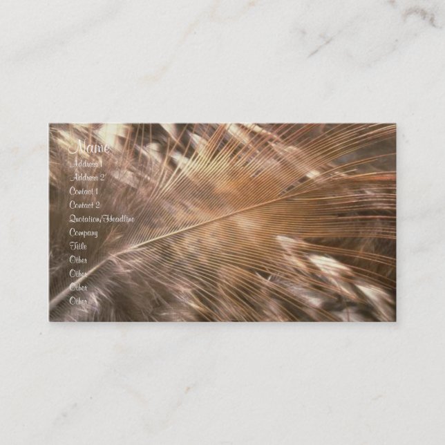 Visite Carte de profil de plumes (Devant)