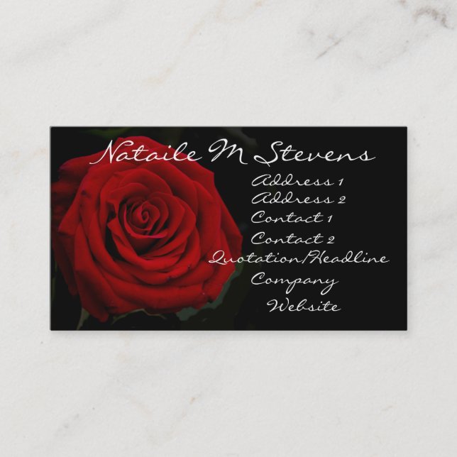 Visite Carte de profil de rose rouge (Devant)