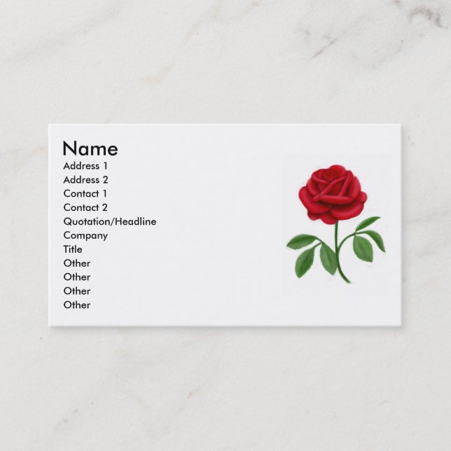 Visite Carte de profil de rose rouge (Devant)