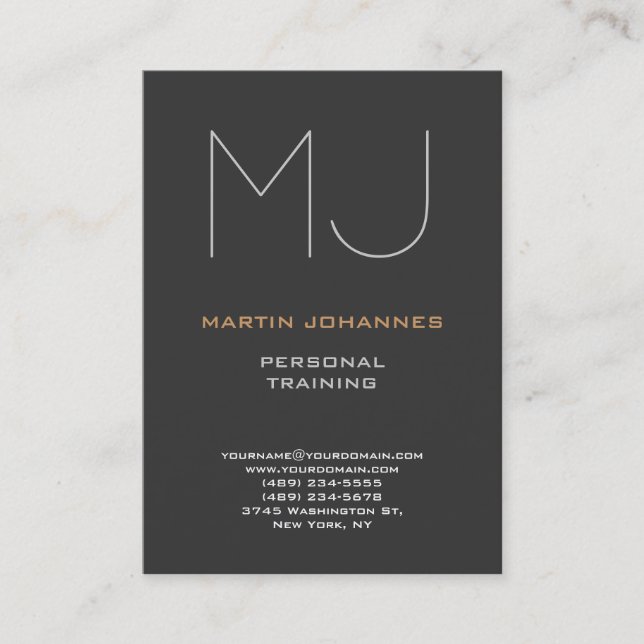 Visite Carte de profil d'entreprise Chubby Monogram Grey  (Devant)