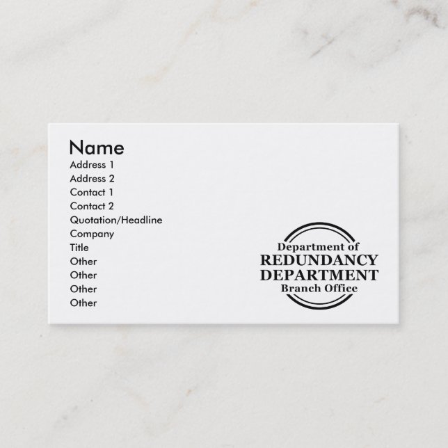 Visite Carte de profil d'entreprise du département de red (Devant)