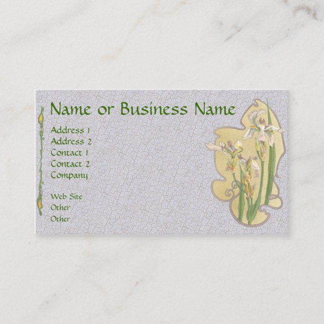 Visite Carte de profil d'entreprise jaune Iris Floral (Devant)