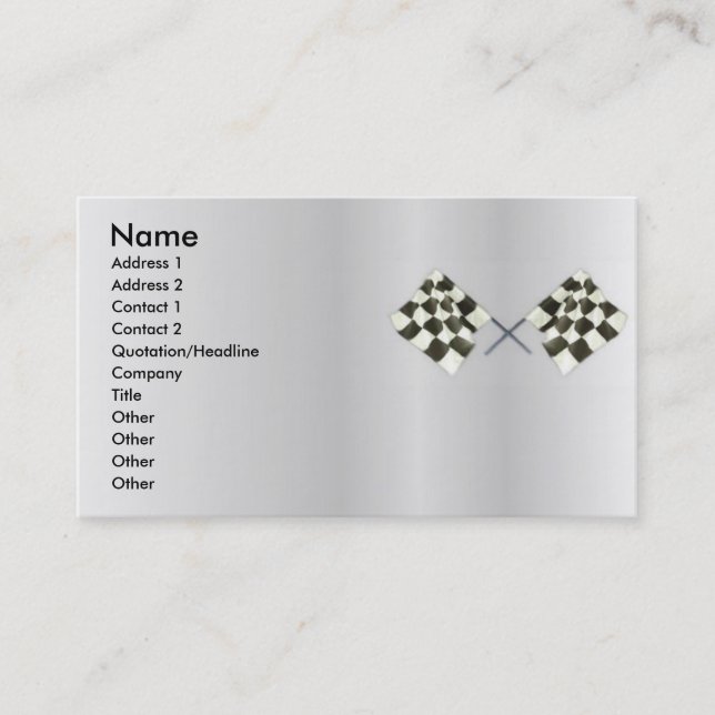 Visite Carte de profil d'indicateur de course (Devant)