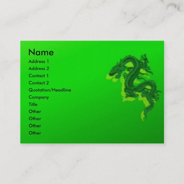 Visite Carte de profil Dragon Vert (Devant)
