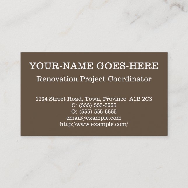 Visite Carte de profil du coordonnateur de projet de réno (Devant)