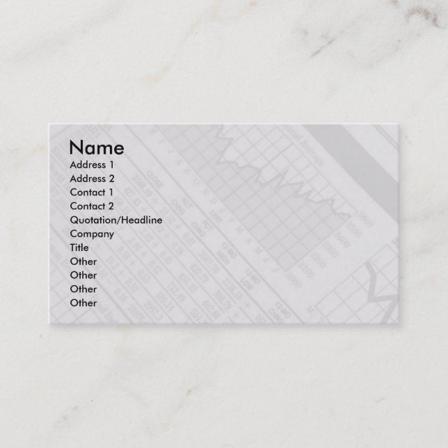 Visite Carte de profil du marché stock (Devant)