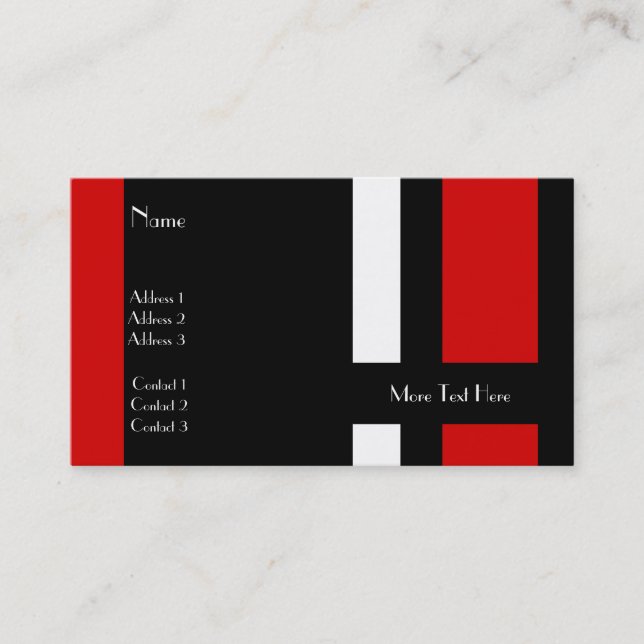 Visite Carte de Profil Entreprise Noir Rouge Blanc Bloc (Devant)