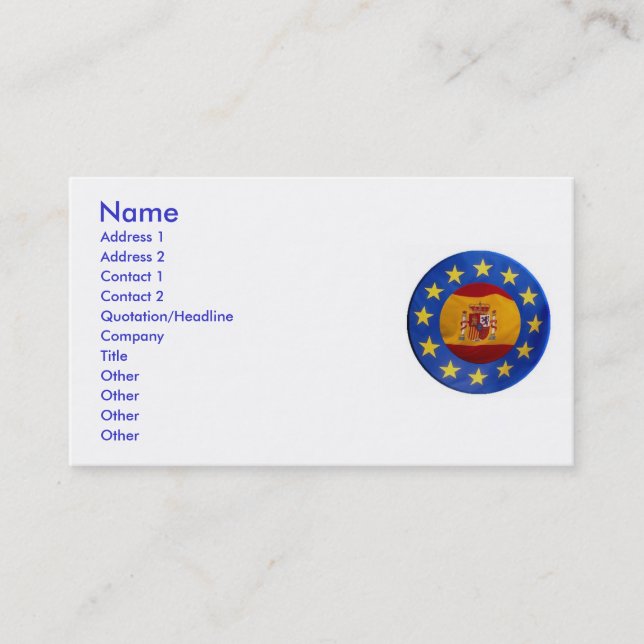 Visite Carte de profil Euro Espagne (Devant)