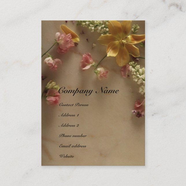 Visite Carte de profil Fleur et Marbre (Devant)
