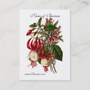 Visite Carte de profil floral rouge vintage