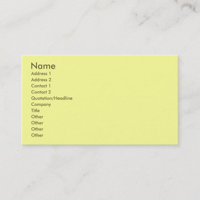 Visite Carte de profil jaune clair (Devant)
