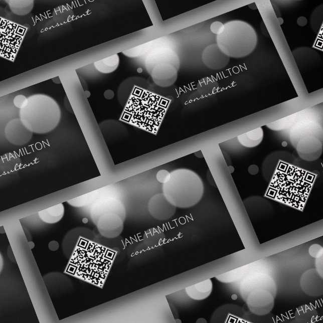 Visite Carte de profil noir moderne code QR (Créateur téléchargé)