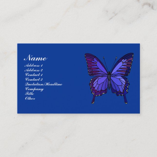 Visite Carte de profil Papillon bleu (Devant)