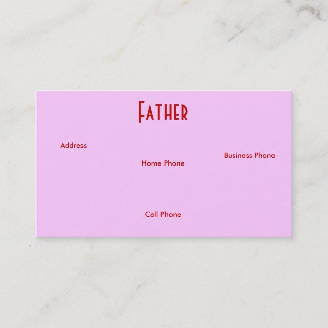 Visite Carte de profil Père Rouge Jaune Roses I (Devant)