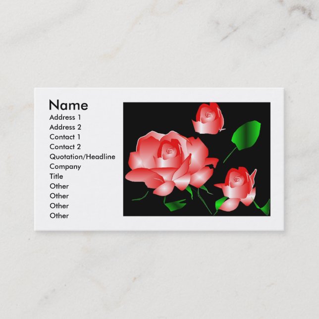 Visite Carte de profil "Pink Rose Florist II" (Devant)