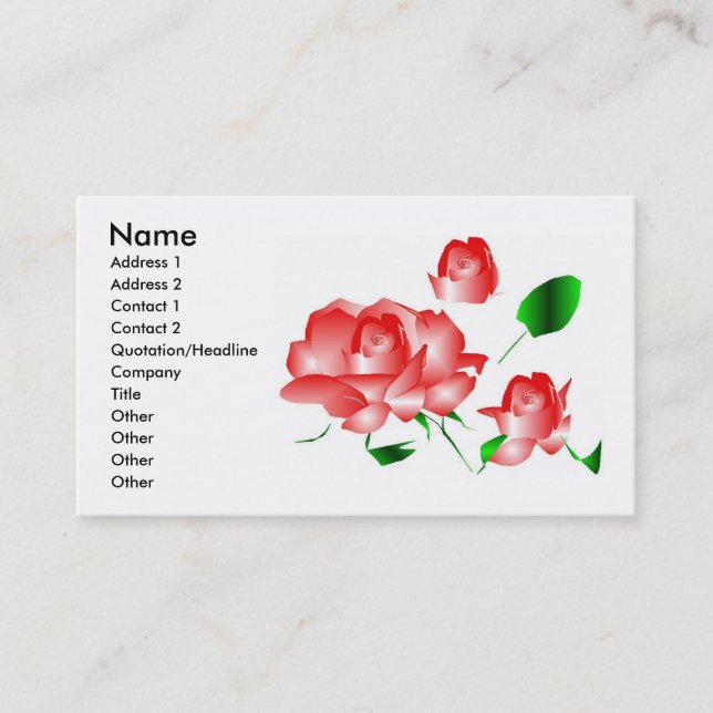 Visite Carte de profil "Pink Rose Florist III" (Devant)