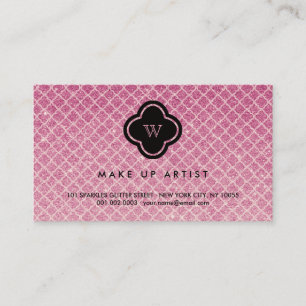 Visite Carte de profil Quatrefoil Fuchsia Parties scintil