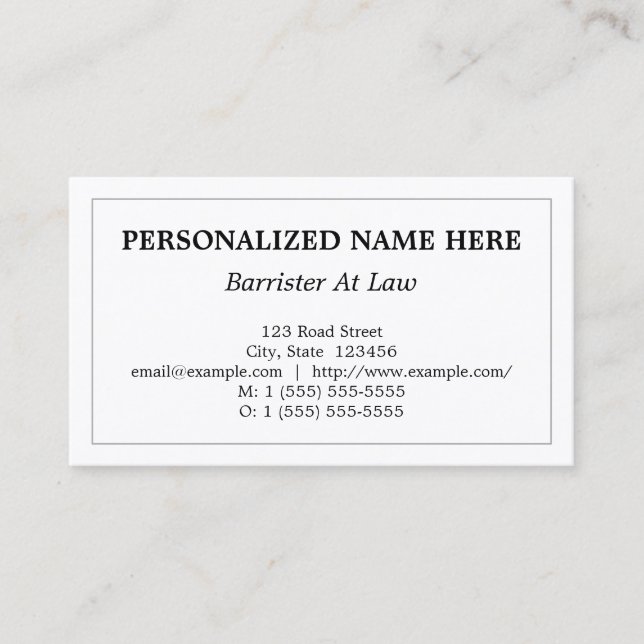 Visite Carte de profil Respectable Barrister At Law (Devant)