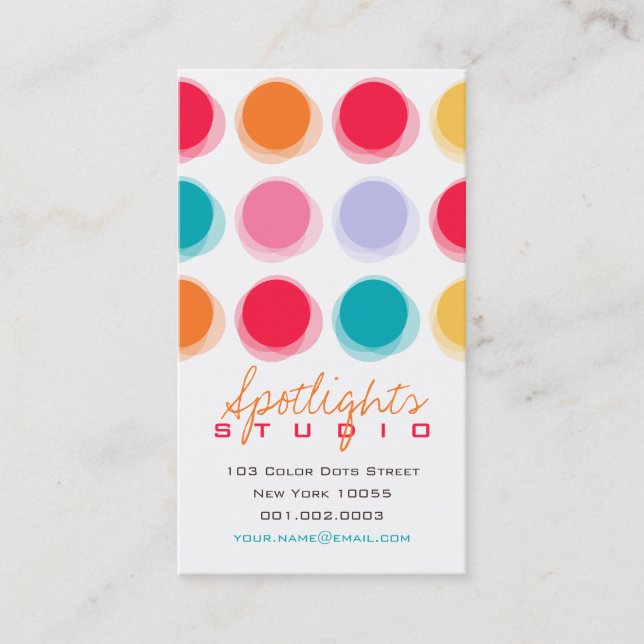 Visite Carte de profil Retro Pop Fun Dots Couleur Flou Fu (Devant)