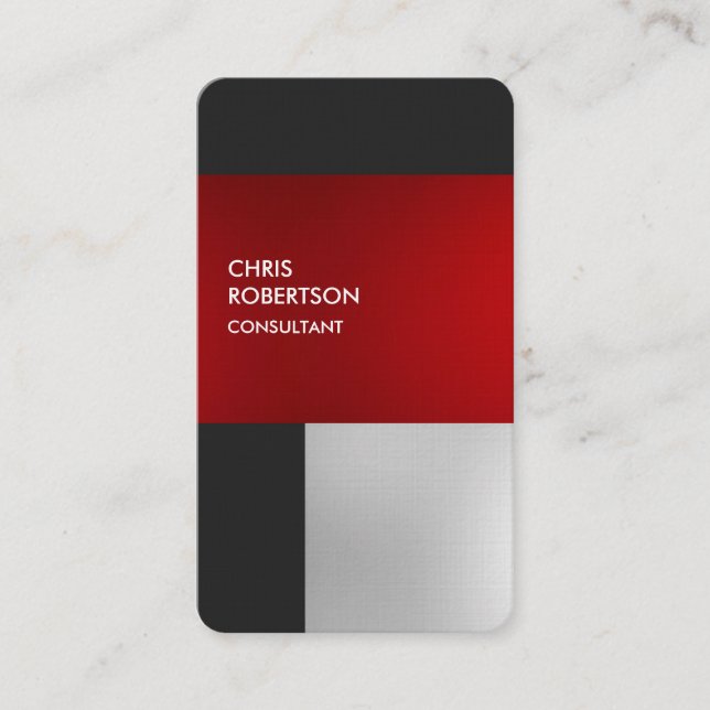 Visite Carte de profil rouge gris-rouge lin (Devant)