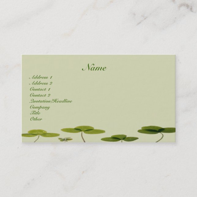 Visite Carte de profil shamrock (Devant)