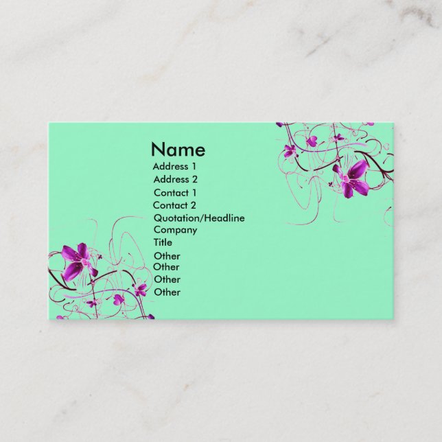 Visite Carte de profil verte fraîche (Devant)