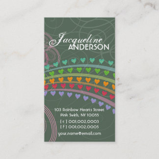 Visite Carte de profil Whimsical Rainbow Hearts Pink Swir
