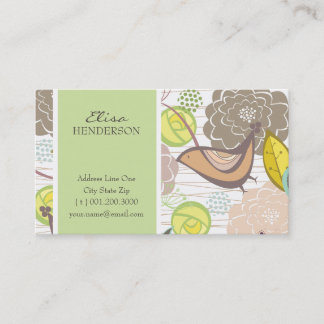 Visite Carte de profil Whimsical Sweet Birds & Floral Gar