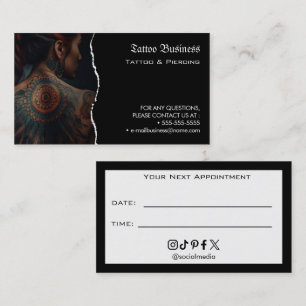 Visite Carte de rappel de rendez-vous de salon de tatouag