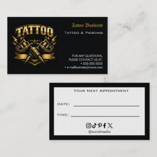 Visite Carte de rappel de rendez-vous de salon de tatouag
