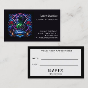 Visite Carte de rappel de rendez-vous de salon de tatouag