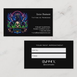 Visite Carte de rappel de rendez-vous de salon de tatouag
