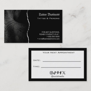 Visite Carte de rappel de rendez-vous de salon de tatouag