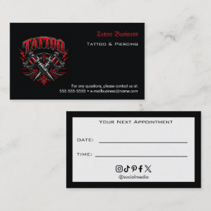 Visite Carte de rappel de rendez-vous de salon de tatouag