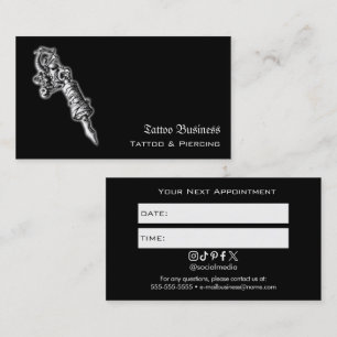 Visite Carte de rappel de rendez-vous de salon de tatouag