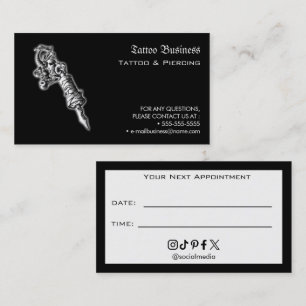 Visite Carte de rappel de rendez-vous de salon de tatouag