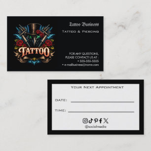 Visite Carte de rappel de rendez-vous de salon de tatouag