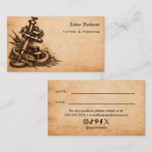Visite Carte de rappel de rendez-vous de salon de tatouag