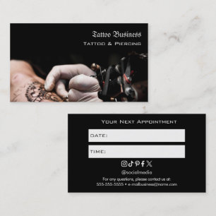 Visite Carte de rappel de rendez-vous de salon de tatouag