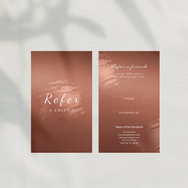 Visite Carte de recommandation d'affaires en bronze de lu (Luxury Stylish Script Bronze Business Referral Card)