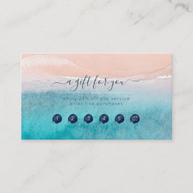 Visite Carte de récompense de plage de mer bleue profonde (Devant)