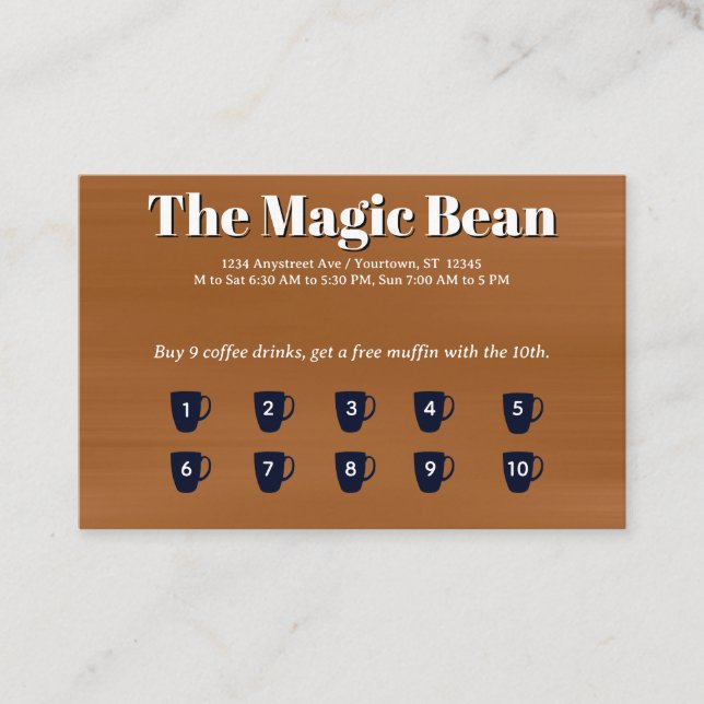 Visite Carte de récompenses pour clients de café (Devant)