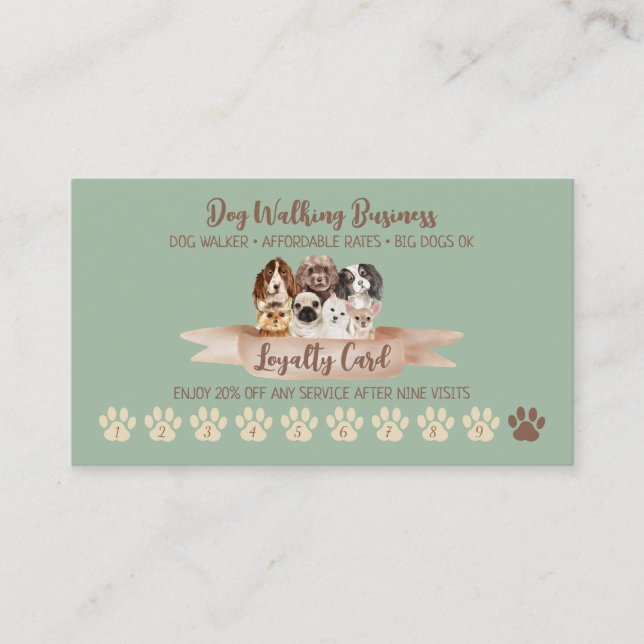 Visite Carte de réduction pour promenade de chien répétée (Devant)