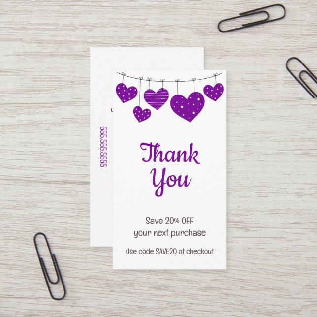 Visite Carte de réduction Purple Heart Garland (Devant/Arrière en situation)
