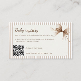 Visite Carte de registre de bébé à ruban beige neutre