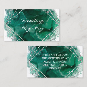Visite Carte de registre de mariage vert et argent à join