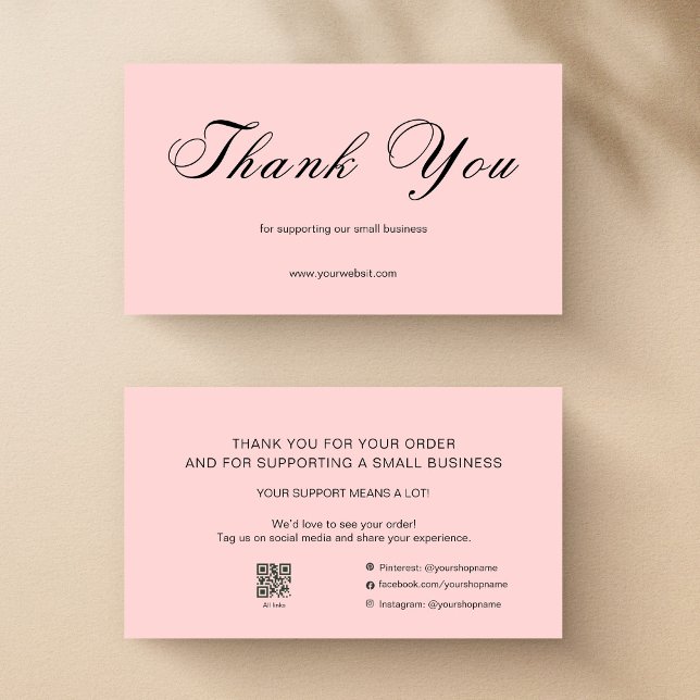 Visite Carte de remerciement à code QR rose pour petite e (Créateur téléchargé)