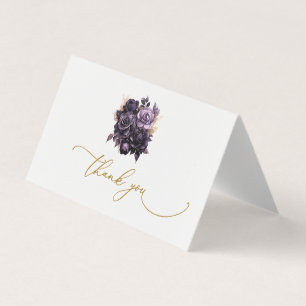 Visite Carte de remerciement aux élégantes roses violette