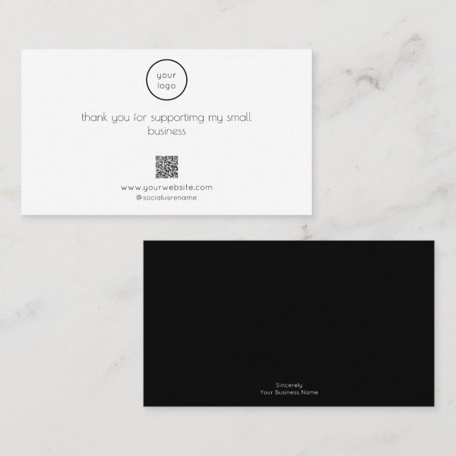 Visite Carte de remerciement avec code QR Logo pour petit (Devant / Derrière)