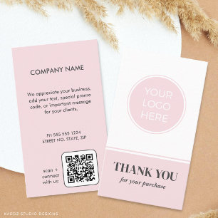Visite Carte de remerciement avec logo rose Entreprise